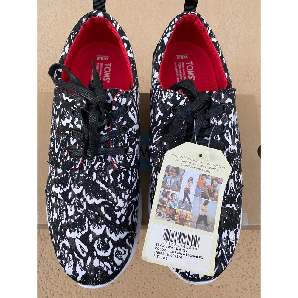 Toms Del Rey Black and White Leopard Shoes